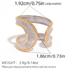 Minimal γυναικείο δαχτυλίδι hollow out από χρυσό ανοξείδωτο ατσάλι 18K με γεωμετρικό σχέδιο