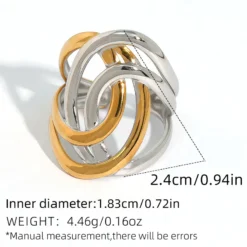 Εντυπωσιακό γυναικείο statement δαχτυλίδι από χρυσό ανοξείδωτο ατσάλι 18K με ανάγλυφο γεωμετρικό μοτίβο