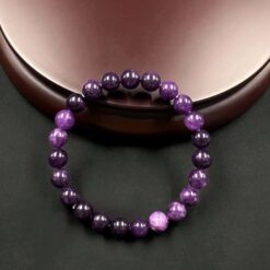 Γυναικείο Βραχιόλι με Φυσικές Χάντρες Αμέθυστου – Minimal Ελαστικό Κόσμημα