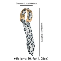 Γυναικείο βραχιόλι μαντήλι με leopard print σχέδιο και χρυσό μεταλλικό κρίκο σε retro στυλ