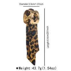 Γυναικείο βραχιόλι μαντήλι με leopard print σχέδιο και χρυσό μεταλλικό κρίκο σε retro στυλ