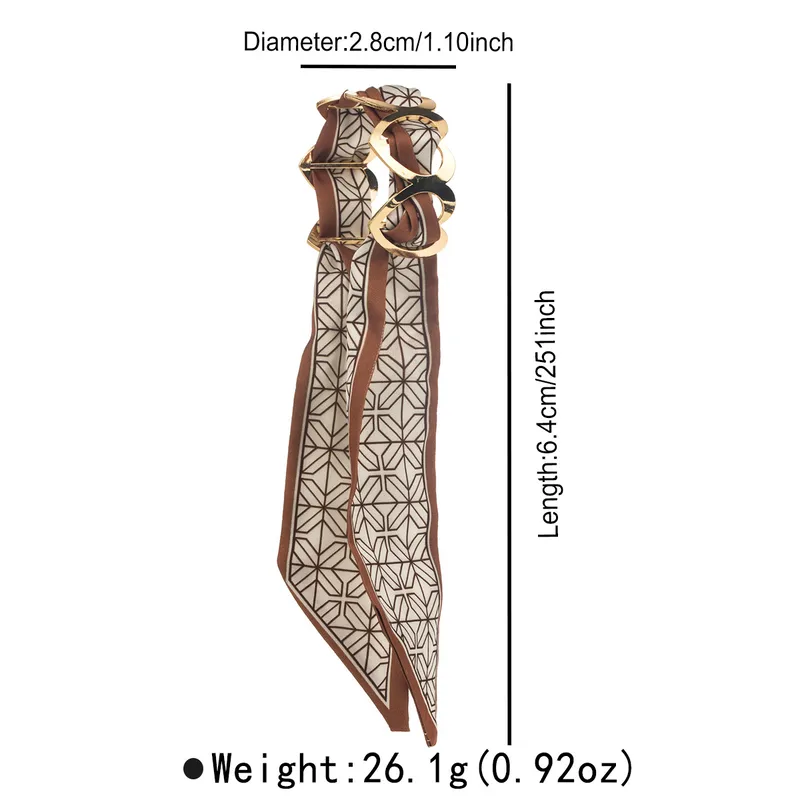 Γυναικείο βραχιόλι μαντήλι με leopard print σχέδιο και χρυσό μεταλλικό κρίκο σε retro στυλ