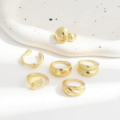 Σετ Statement Δαχτυλίδια με Οργανικά Σχήματα – Chunky Rings σε Χρυσό και Ασημί Χρώμα