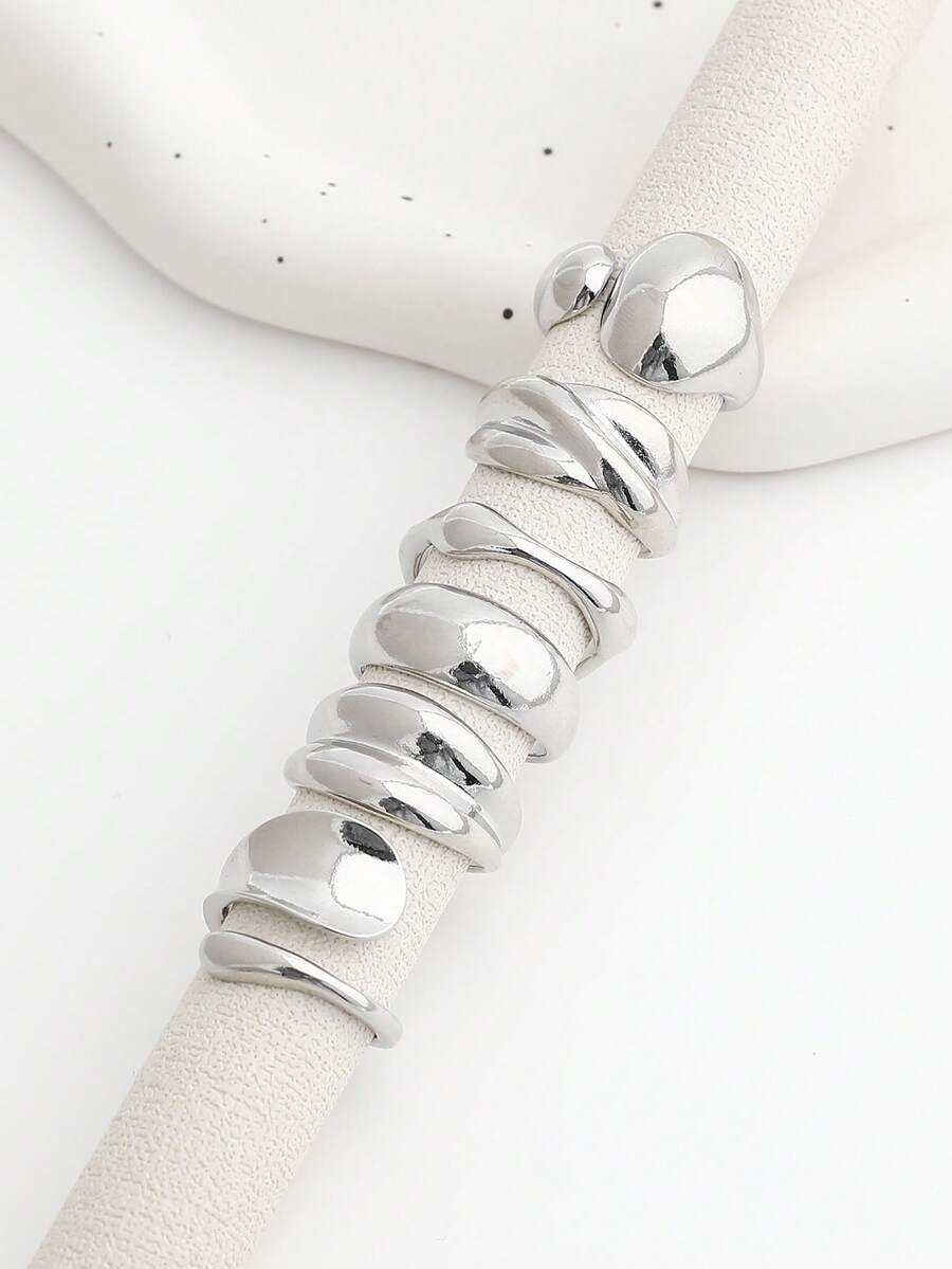 Σετ Statement Δαχτυλίδια με Οργανικά Σχήματα – Chunky Rings σε Χρυσό και Ασημί Χρώμα