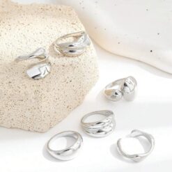 Σετ Statement Δαχτυλίδια με Οργανικά Σχήματα – Chunky Rings σε Χρυσό και Ασημί Χρώμα