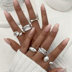 Σετ Statement Δαχτυλίδια με Οργανικά Σχήματα – Chunky Rings σε Χρυσό και Ασημί Χρώμα