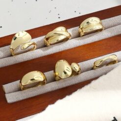 Σετ Statement Δαχτυλίδια με Οργανικά Σχήματα – Chunky Rings σε Χρυσό και Ασημί Χρώμα