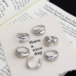 Σετ Statement Δαχτυλίδια με Οργανικά Σχήματα – Chunky Rings σε Χρυσό και Ασημί Χρώμα