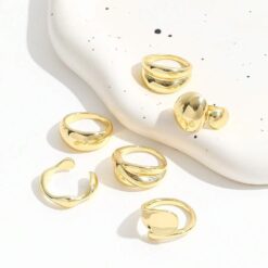 Σετ Statement Δαχτυλίδια με Οργανικά Σχήματα – Chunky Rings σε Χρυσό και Ασημί Χρώμα