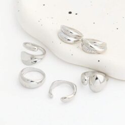 Σετ Statement Δαχτυλίδια με Οργανικά Σχήματα – Chunky Rings σε Χρυσό και Ασημί Χρώμα