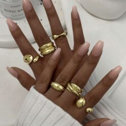 Σετ Statement Δαχτυλίδια με Οργανικά Σχήματα – Chunky Rings σε Χρυσό και Ασημί Χρώμα