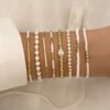 Σετ 8 Γυναικεία Βραχιόλια Boho - White & Gold Pearl Collection