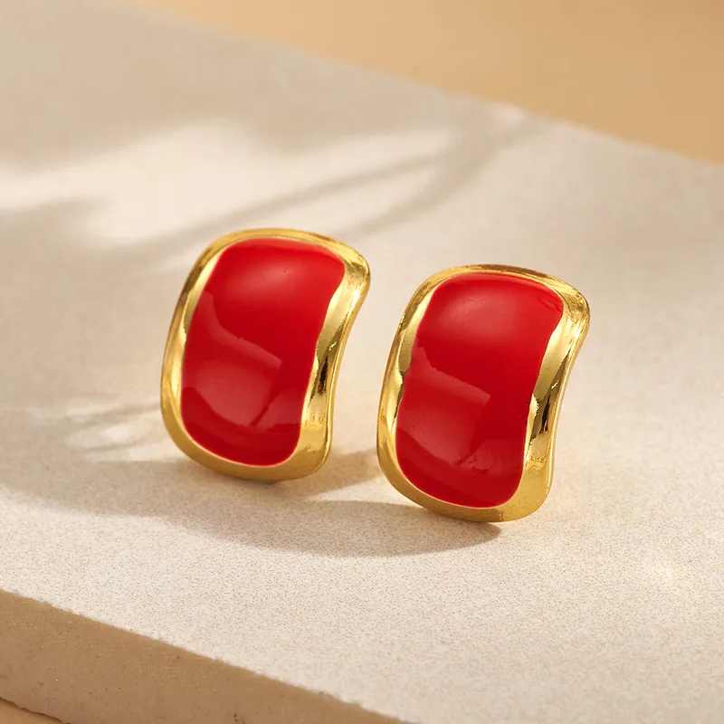 Σκουλαρίκια από Ανοξείδωτο Ατσάλι 304 με Marble Εφέ και Σμάλτο