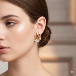 Γυναικεία Σκουλαρίκια από Ανοξείδωτο Ατσάλι 304 με Color Block Σχέδιο και Χρυσή Επιμετάλλωση