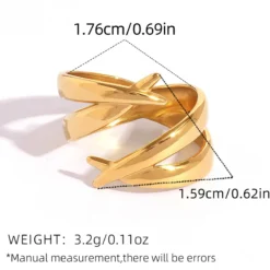 Vintage γυναικείο δαχτυλίδι σε χρυσό χρώμα από ανοξείδωτο ατσάλι 304 με γεωμετρικές γραμμές