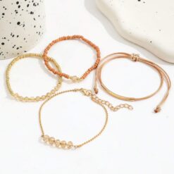 Σετ 4 Χειροποίητα Βραχιόλια σε Rose Gold & Boho Αποχρώσεις