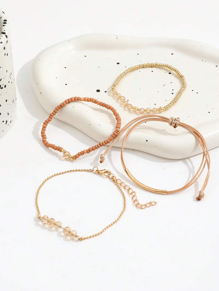 Σετ 4 Χειροποίητα Βραχιόλια σε Rose Gold & Boho Αποχρώσεις