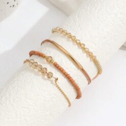 Σετ 4 Χειροποίητα Βραχιόλια σε Rose Gold & Boho Αποχρώσεις