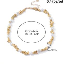 Γυναικείο κολιέ με λευκά μαργαριτάρια baroque και ασημί ακανόνιστες χάντρες διαστάσεις