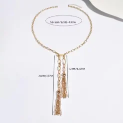 Χρυσό γυναικείο κολιέ γραβάτα με μακριές φούντες και λευκές πέρλες