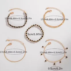 σετ γυναικεία βραχιόλια χρυσό μαύρο boho