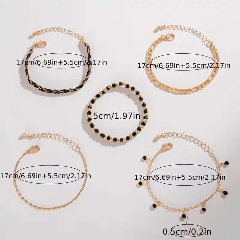 σετ γυναικεία βραχιόλια χρυσό μαύρο boho