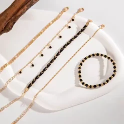 σετ γυναικεία βραχιόλια χρυσό μαύρο boho