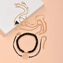 Σετ Γυναικεία Βραχιόλια Boho με Μαύρες Χάντρες (5 Τμχ) | chicbee.gr