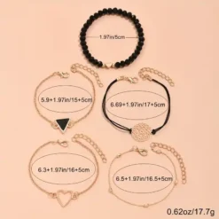 Σετ Γυναικεία Βραχιόλια Boho με Μαύρες Χάντρες (5 Τμχ) | chicbee.gr