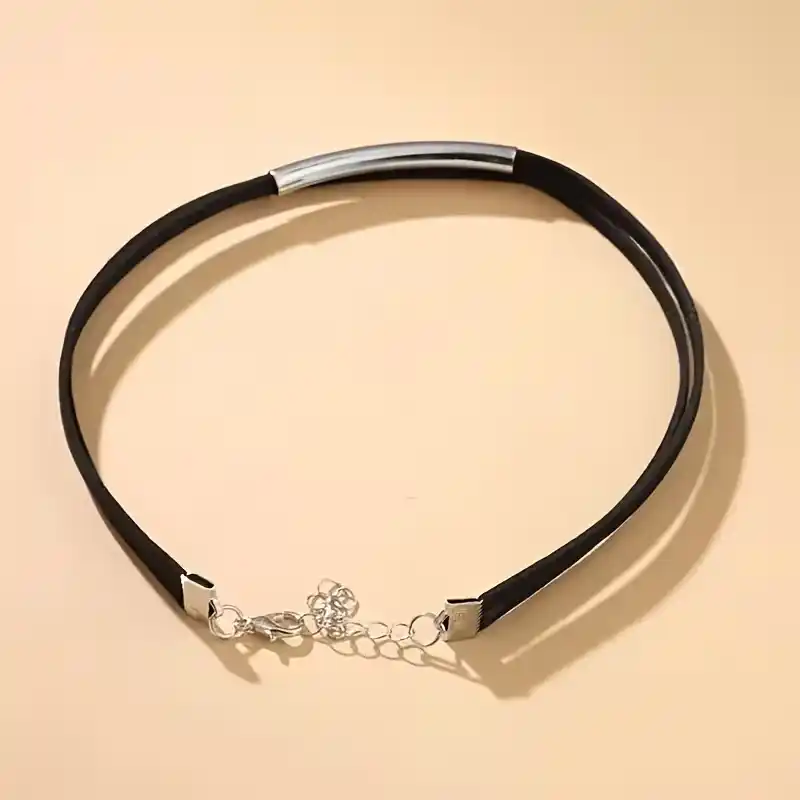 διπλο-μαυρο-choker-κολιε-με-ασημι-μπαρα-chicbee