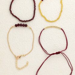 γυναικεια-βραχιολια-σετ-4-τεμαχιων-burgundy-gold-chicbee-gr