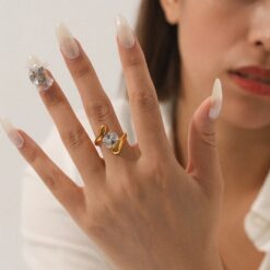 Χρυσό Δαχτυλίδι Ατσάλινο 18K με Zircon | Chicbee.gr