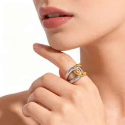 Δαχτυλίδι Δίχρωμο Ατσάλινο 18K Gold Plated | Chicbee.gr