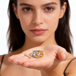 Δαχτυλίδι Δίχρωμο Ατσάλινο 18K Gold Plated | Chicbee.gr