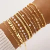 Σετ Γυναικεία Βραχιόλια Layering με Πέρλες & Στρας (12 Τεμάχια) χρυσο