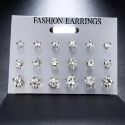 Σετ Σκουλαρίκια Καρφωτά 9 Ζευγάρια Strass (0.4-0.6cm) | Chicbee.gr