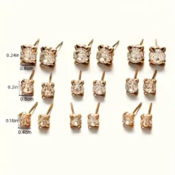 Σετ Σκουλαρίκια Καρφωτά 9 Ζευγάρια Strass (0.4-0.6cm) | Chicbee.gr