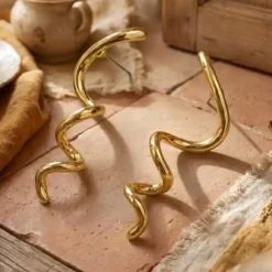 Χρυσά Κρεμαστά Σκουλαρίκια Σπειροειδή Spiral